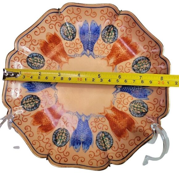 Vintage RUBICON Blue Fish Red Fish Hand Painted Plate with Plate Hanger - Picture 5 of 8